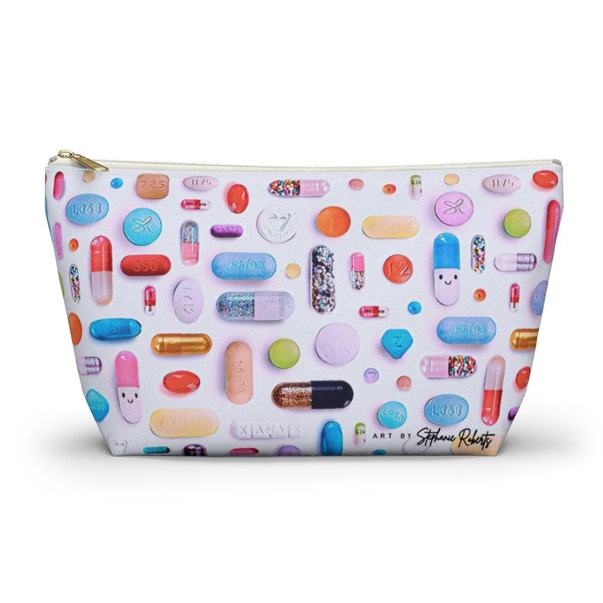 Colorful Pill Grid Accessory Pouch w T-bottom