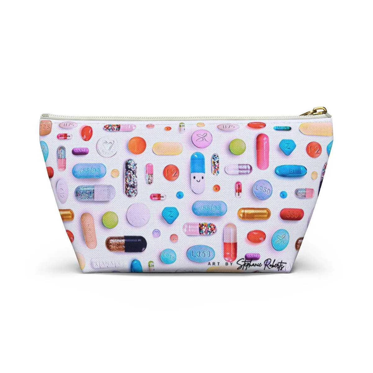 Colorful Pill Grid Accessory Pouch w T-bottom