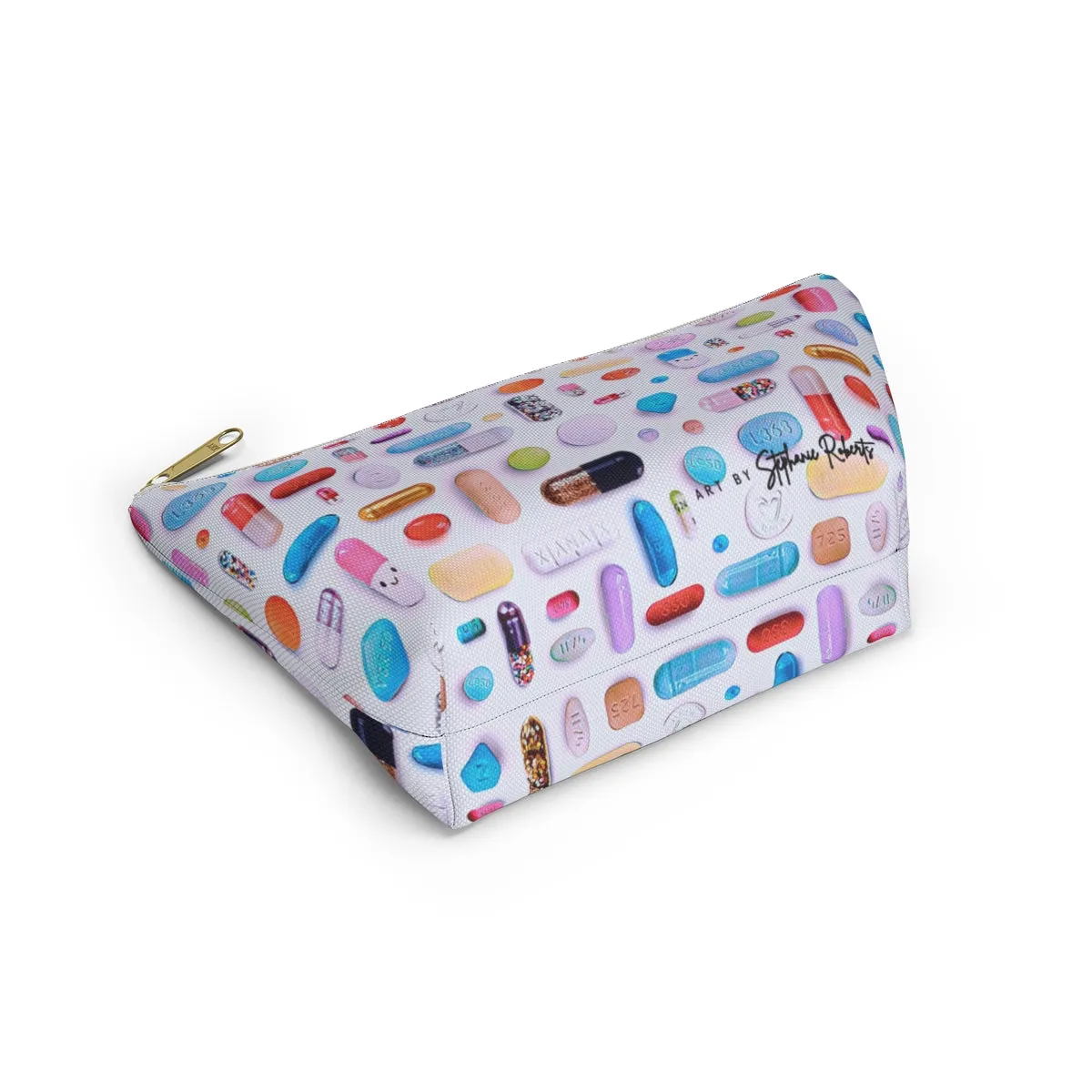 Colorful Pill Grid Accessory Pouch w T-bottom