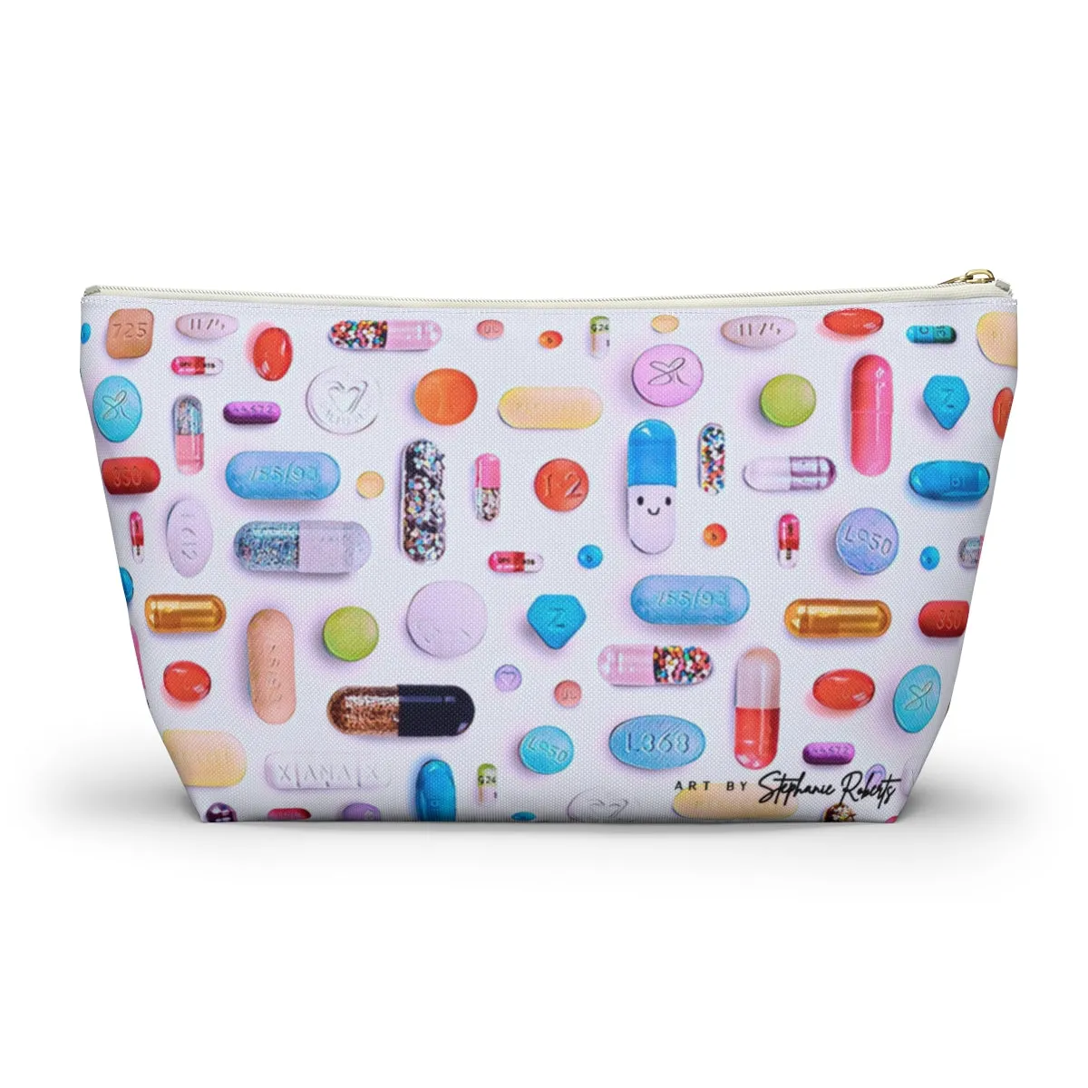 Colorful Pill Grid Accessory Pouch w T-bottom