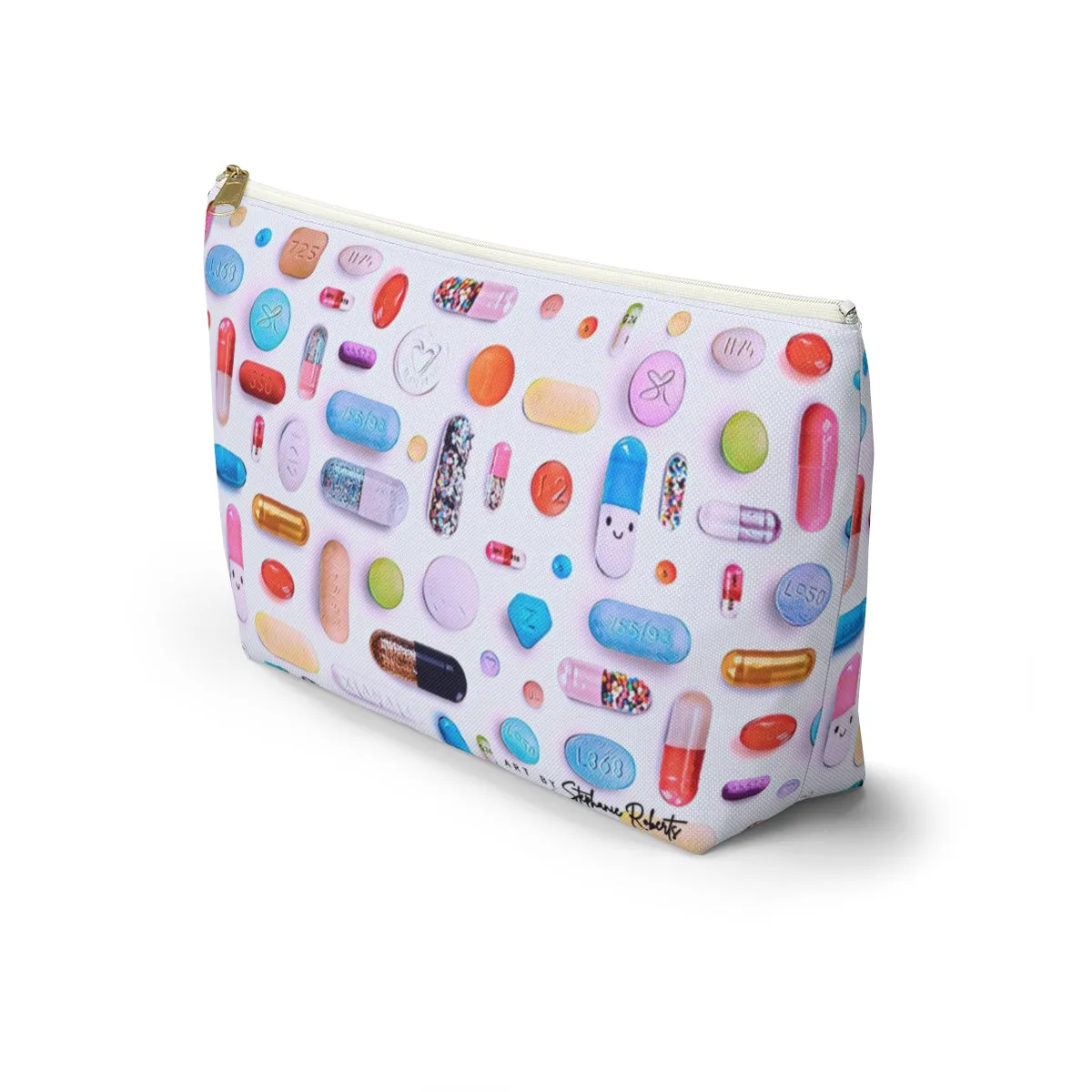 Colorful Pill Grid Accessory Pouch w T-bottom