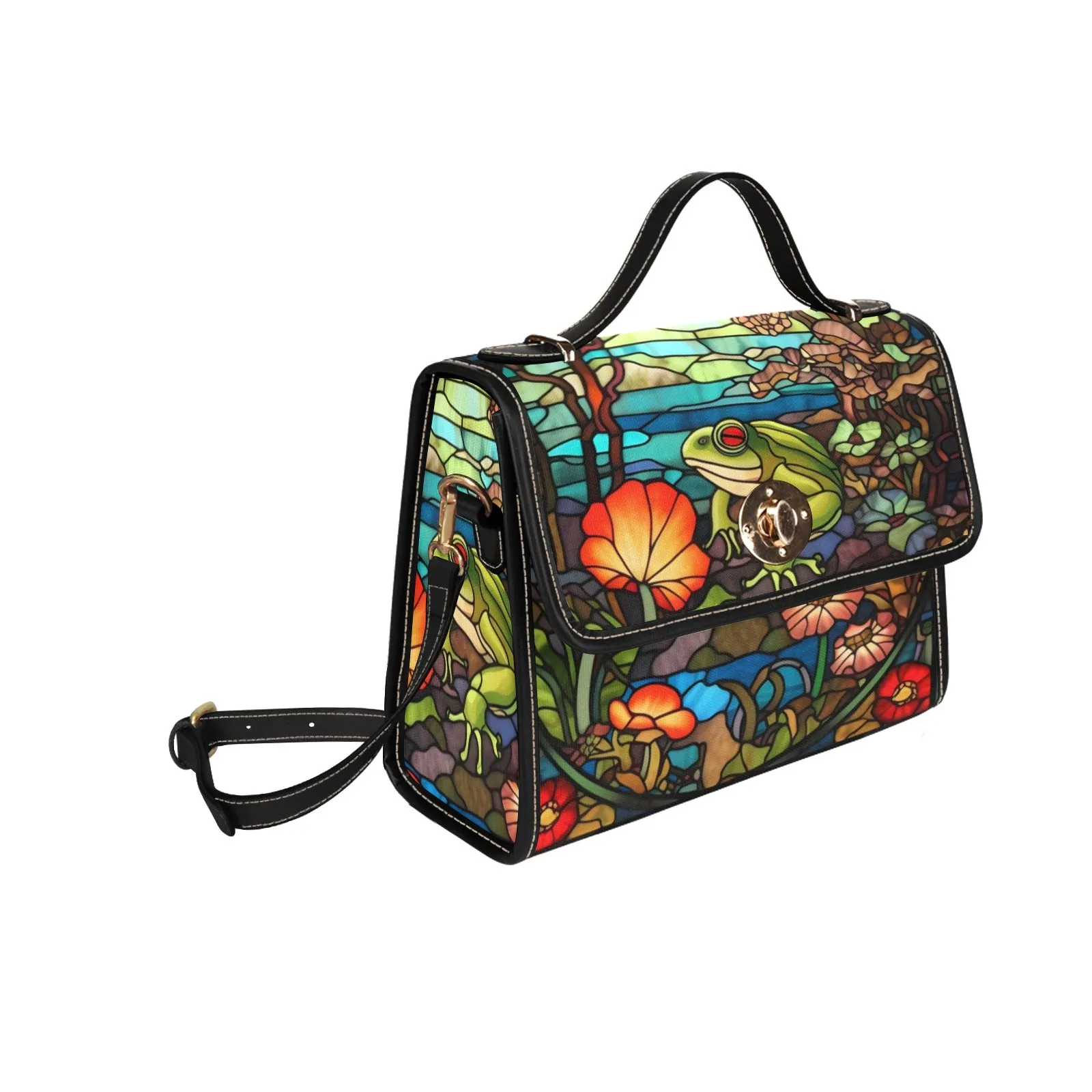 Colorful Stained Glass Frogs Purse Shoulder Bag