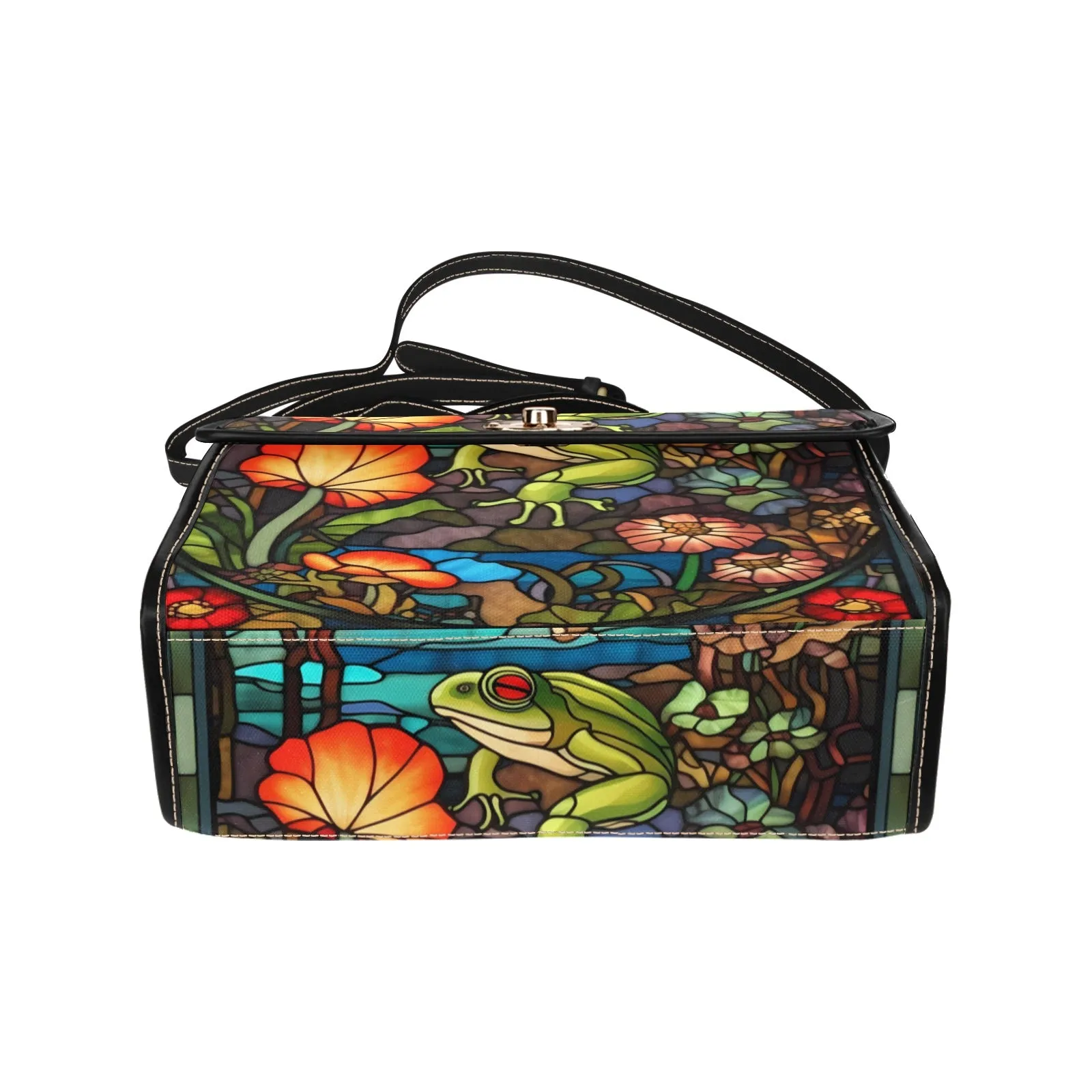 Colorful Stained Glass Frogs Purse Shoulder Bag