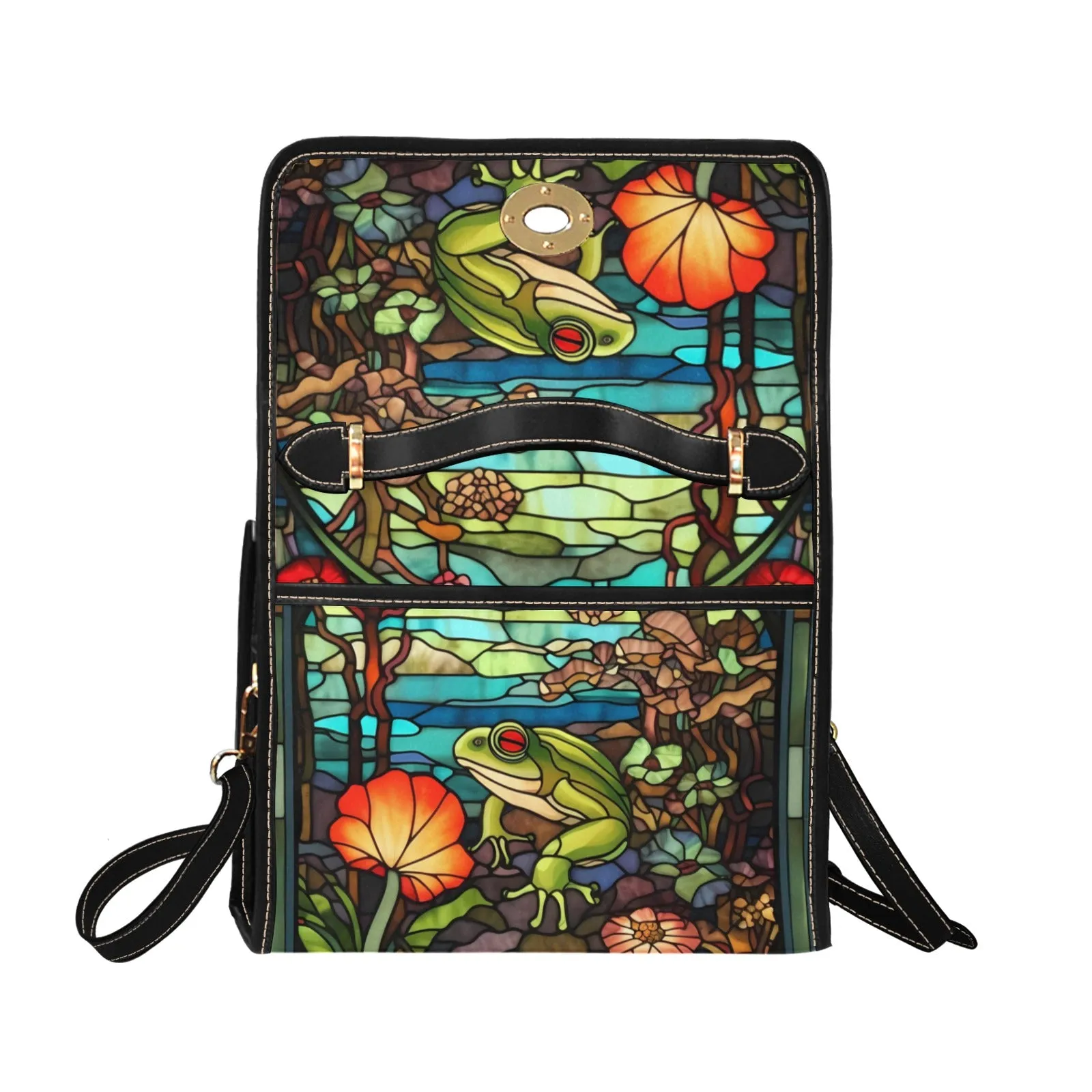 Colorful Stained Glass Frogs Purse Shoulder Bag