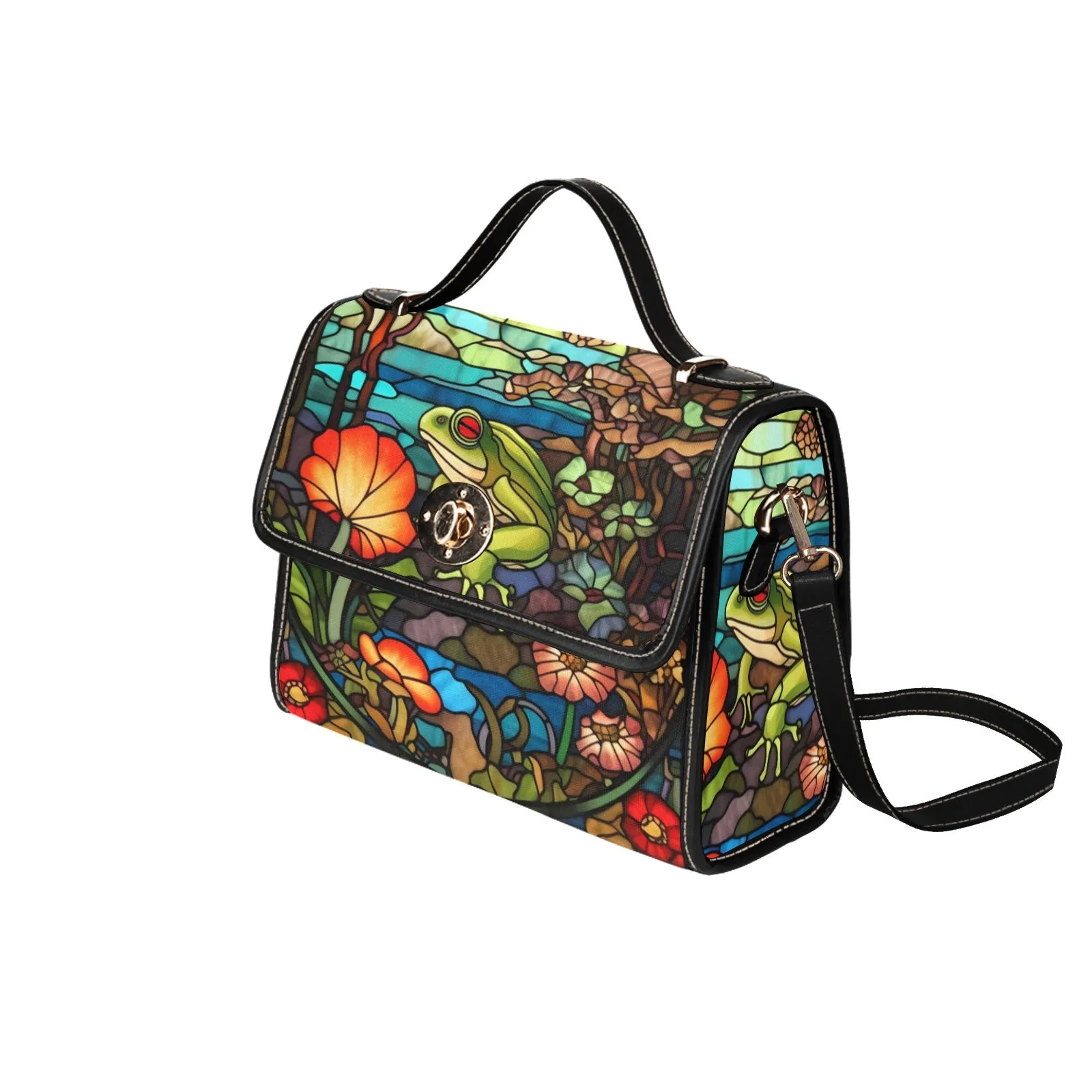 Colorful Stained Glass Frogs Purse Shoulder Bag