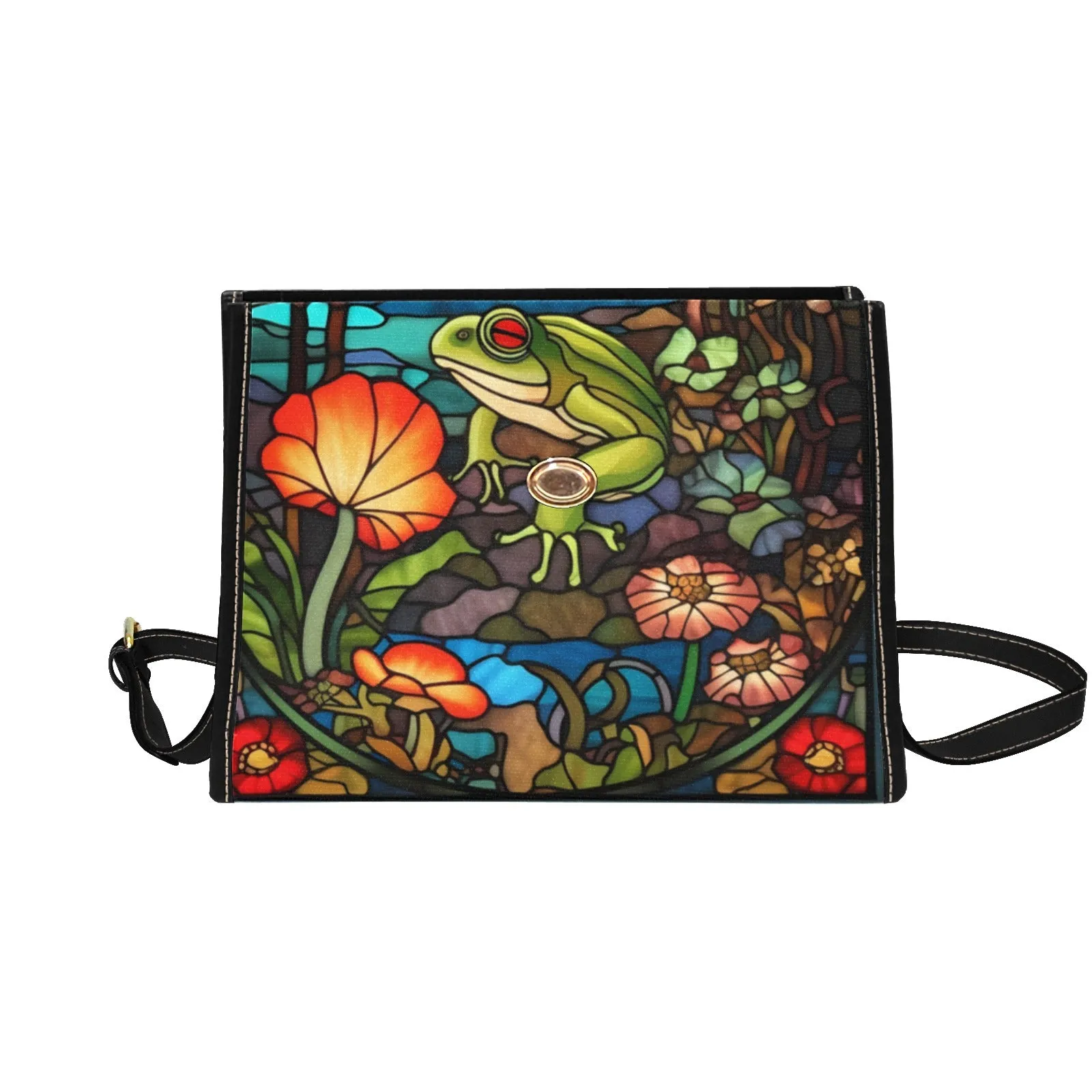 Colorful Stained Glass Frogs Purse Shoulder Bag
