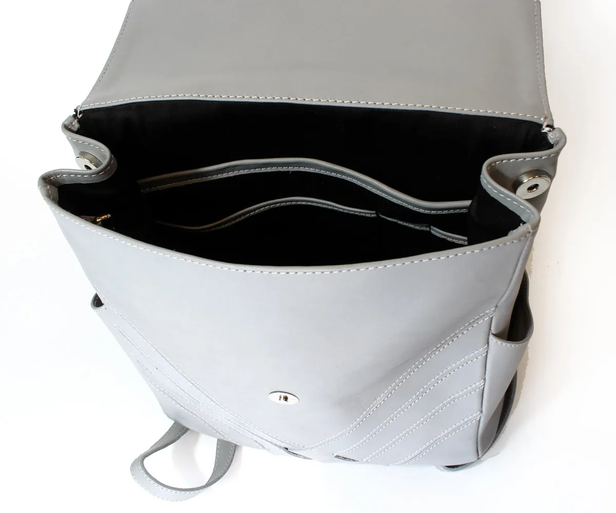 Criss-Cross Genuine Leather Galloper Gray Backpack