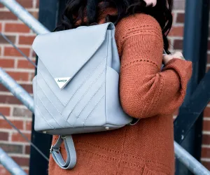 Criss-Cross Genuine Leather Galloper Gray Backpack