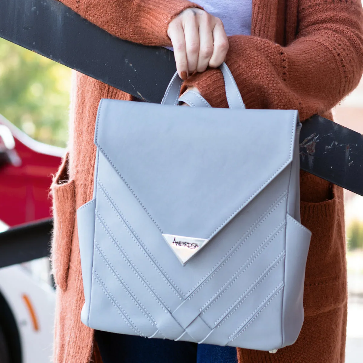 Criss-Cross Genuine Leather Galloper Gray Backpack