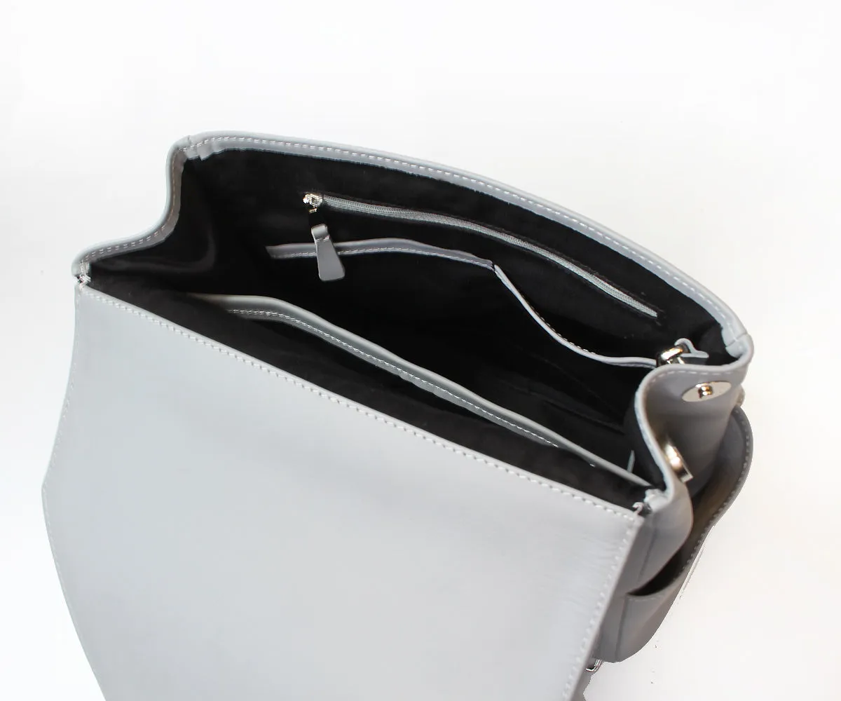 Criss-Cross Genuine Leather Galloper Gray Backpack