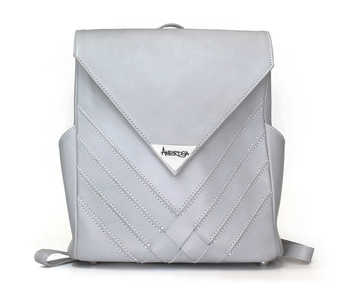 Criss-Cross Genuine Leather Galloper Gray Backpack