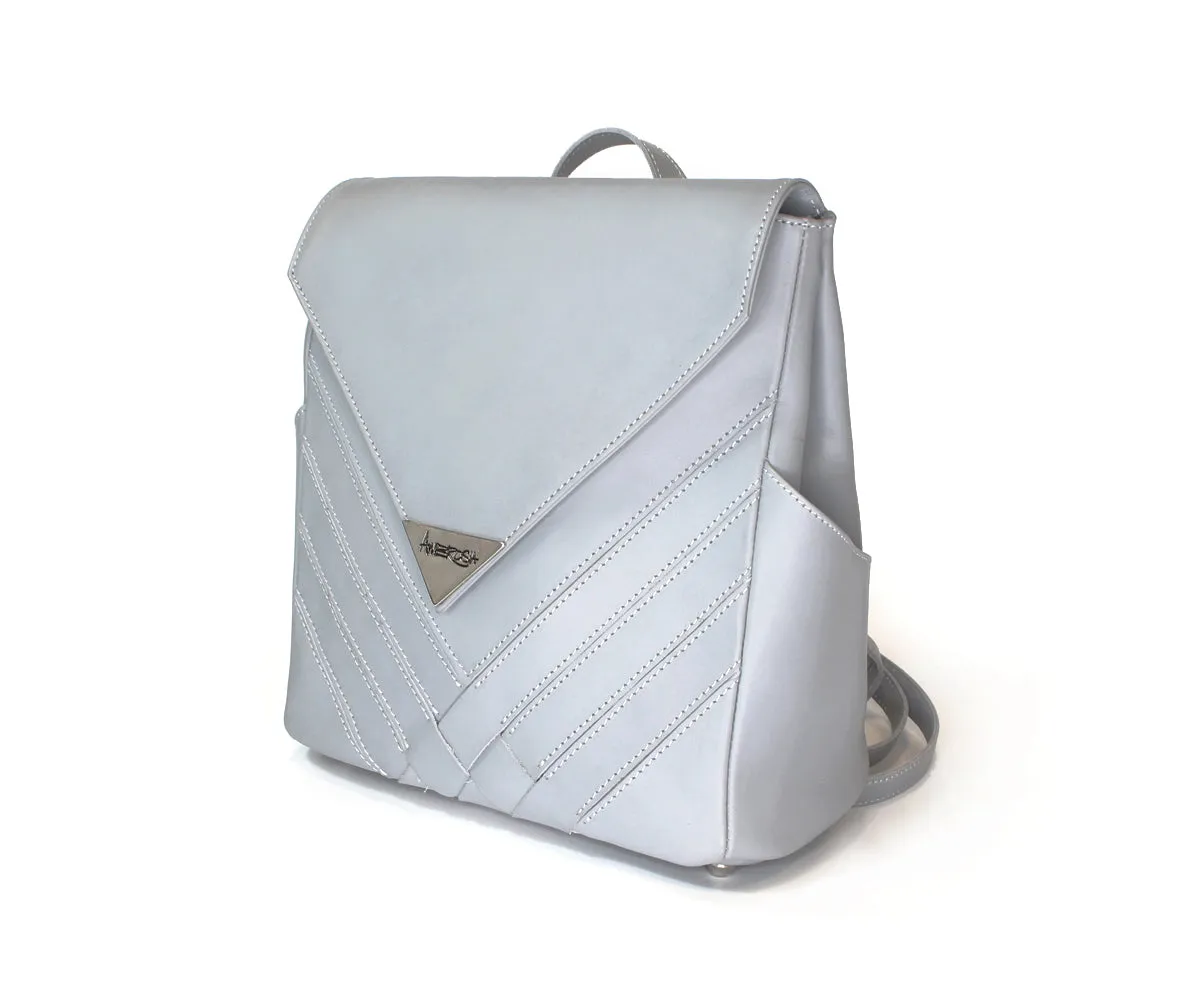 Criss-Cross Genuine Leather Galloper Gray Backpack