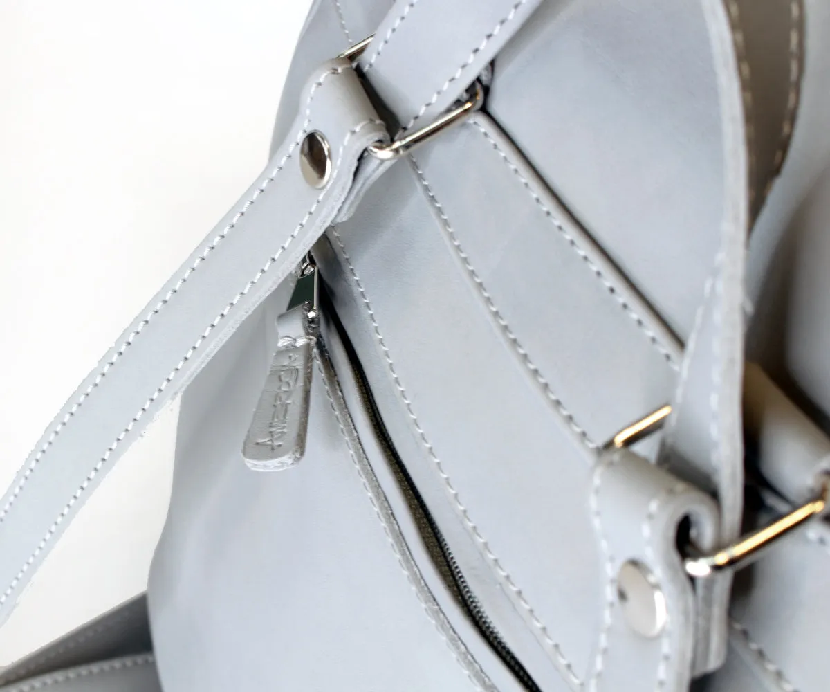Criss-Cross Genuine Leather Galloper Gray Backpack