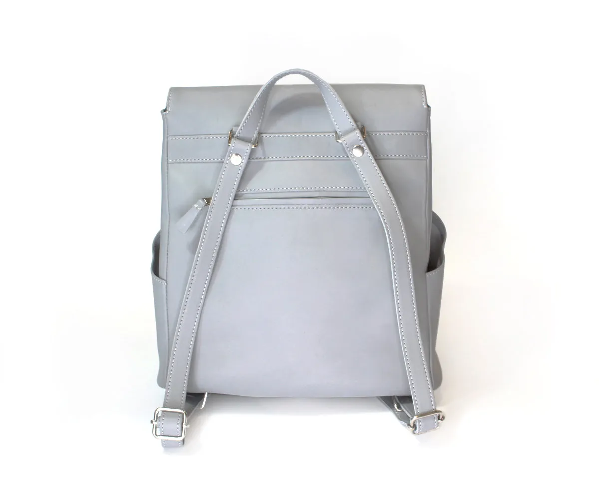 Criss-Cross Genuine Leather Galloper Gray Backpack
