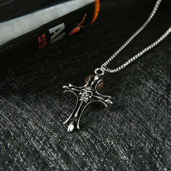 Cross Skull Pendant Necklace
