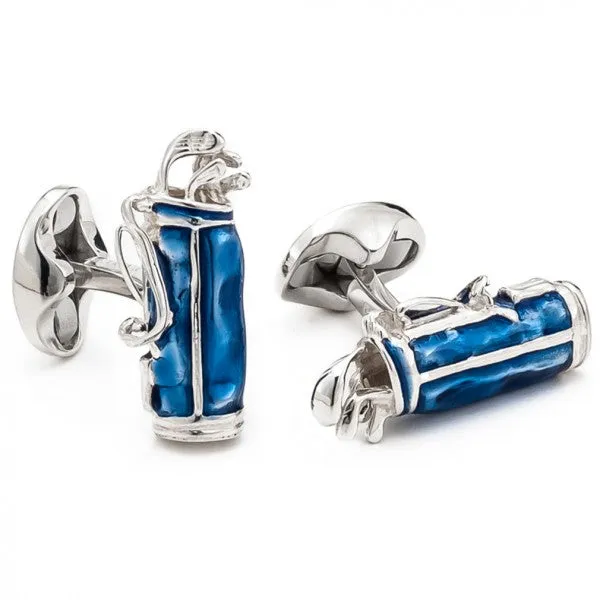 Deakin and Francis Men's Sterling Silver Golf Cufflinks, Blue