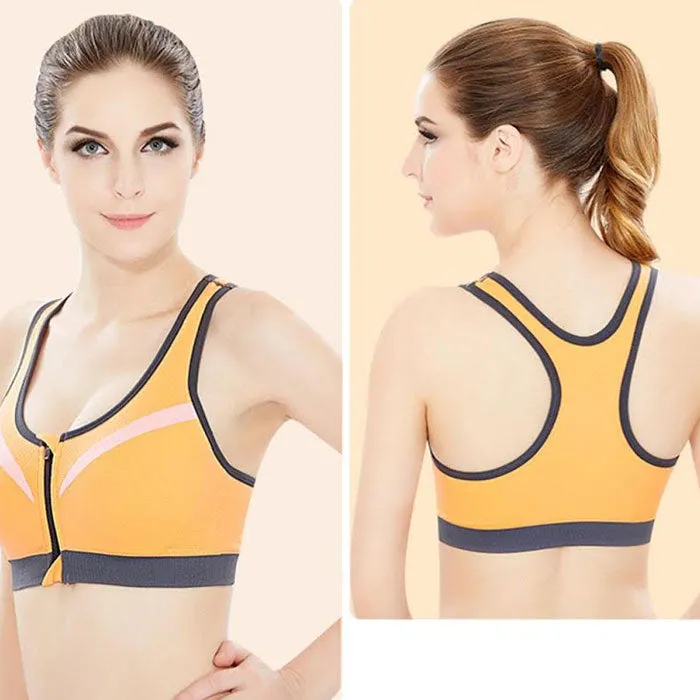 Double-Layer Zip-Front Sports Bra