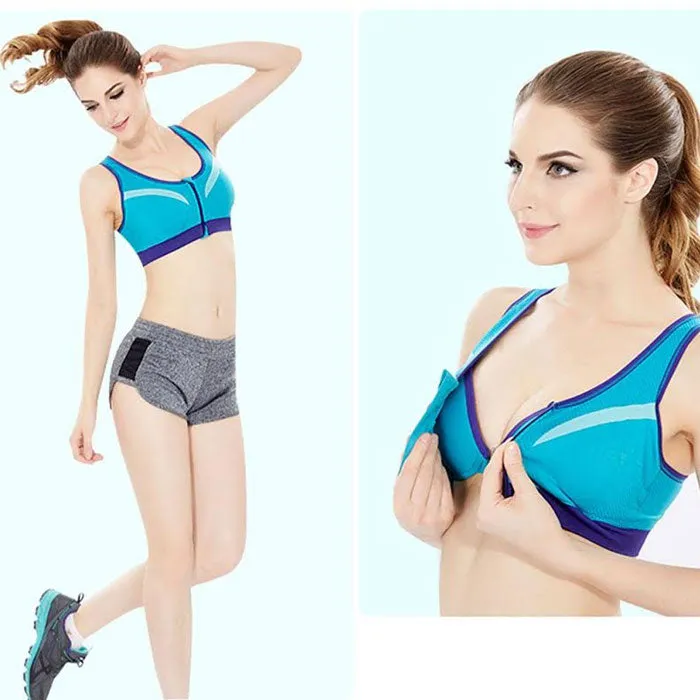Double-Layer Zip-Front Sports Bra