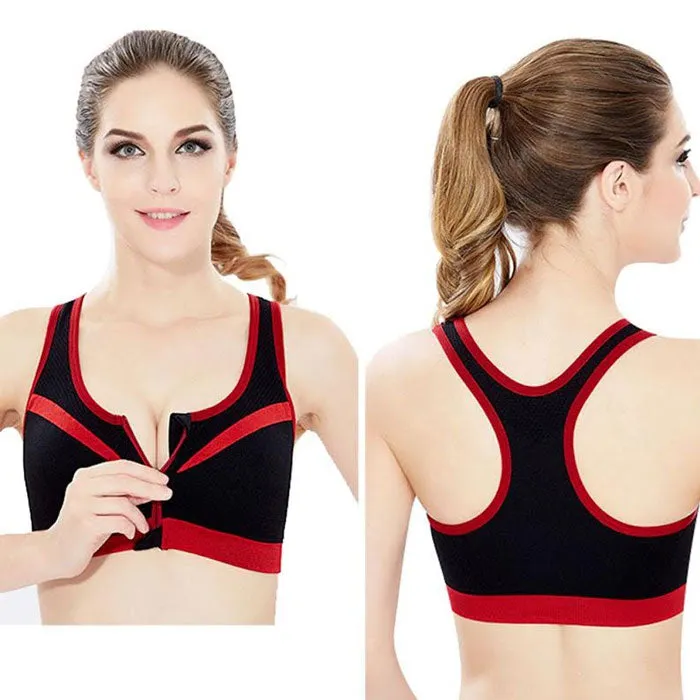 Double-Layer Zip-Front Sports Bra