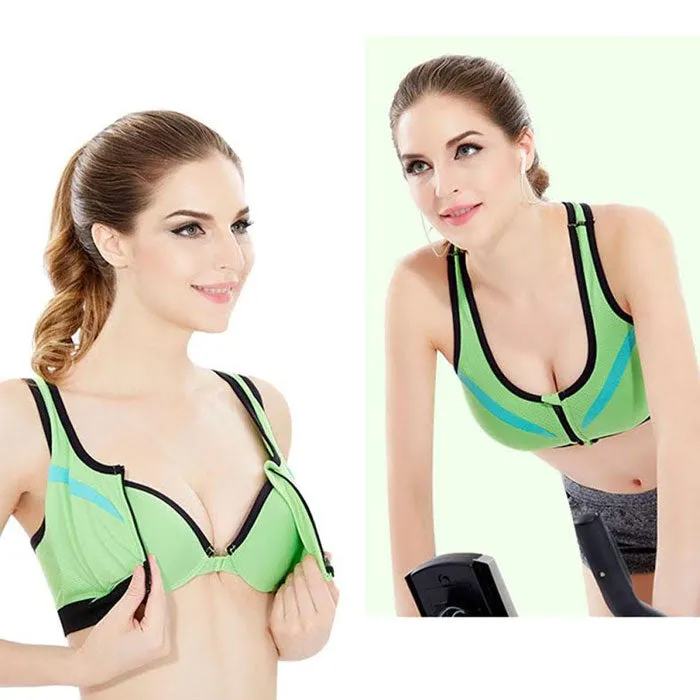 Double-Layer Zip-Front Sports Bra