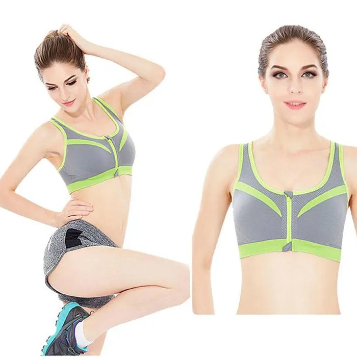 Double-Layer Zip-Front Sports Bra