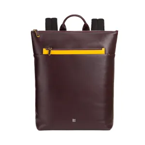 DUDU Men's Backpack in Leather, Portable MacBook PC Backpack up to 16 inches, backpack for travel with zipper and trolley attack