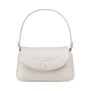 DUDU Small Woman Bag in soft skin, padded shoulder bag, quilted handbag with detachable shoulder strap and flap