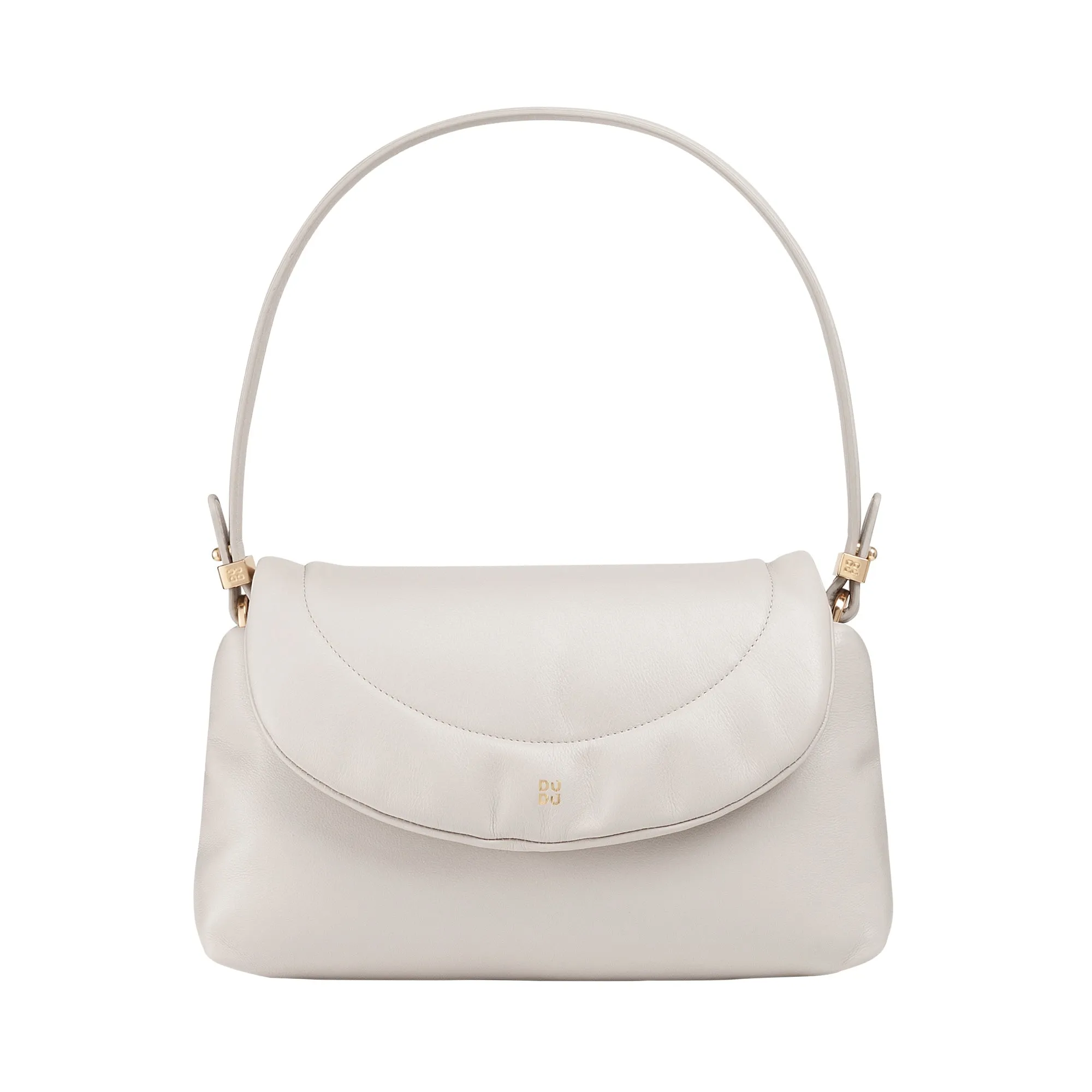DUDU Small Woman Bag in soft skin, padded shoulder bag, quilted handbag with detachable shoulder strap and flap