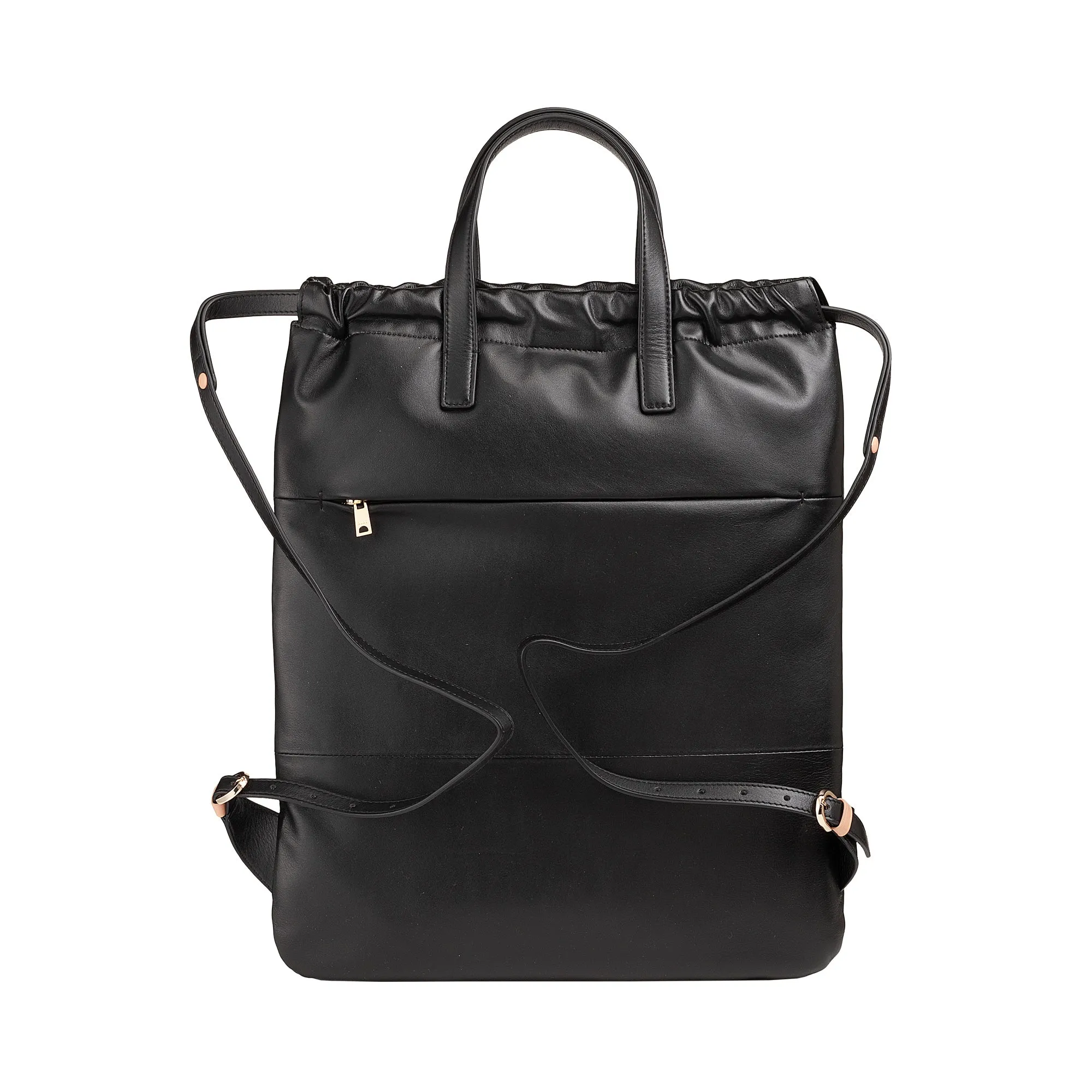 Dudu Women's Backpack in Soft Leather, backpack with drawstring and magnetic button, double handle, simple elegant backpack
