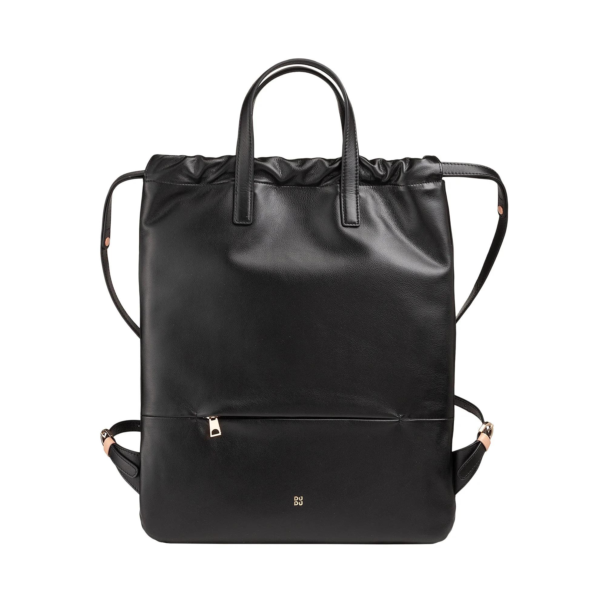 Dudu Women's Backpack in Soft Leather, backpack with drawstring and magnetic button, double handle, simple elegant backpack