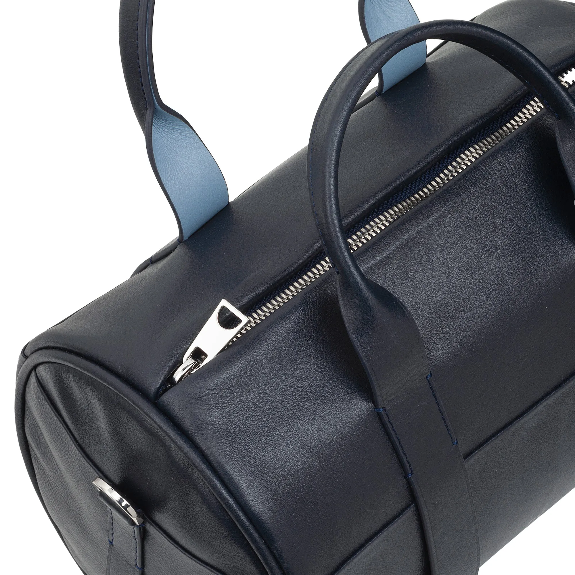 DUDU Women's Bag with real leather cylinder, cylindrical soft bag, barrel bag with shoulder strap and two handles, colorful elegant design
