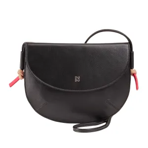 DUDU Women's shoulder bag with real leather flap, small shoulder bag with magnetic button skate, bag