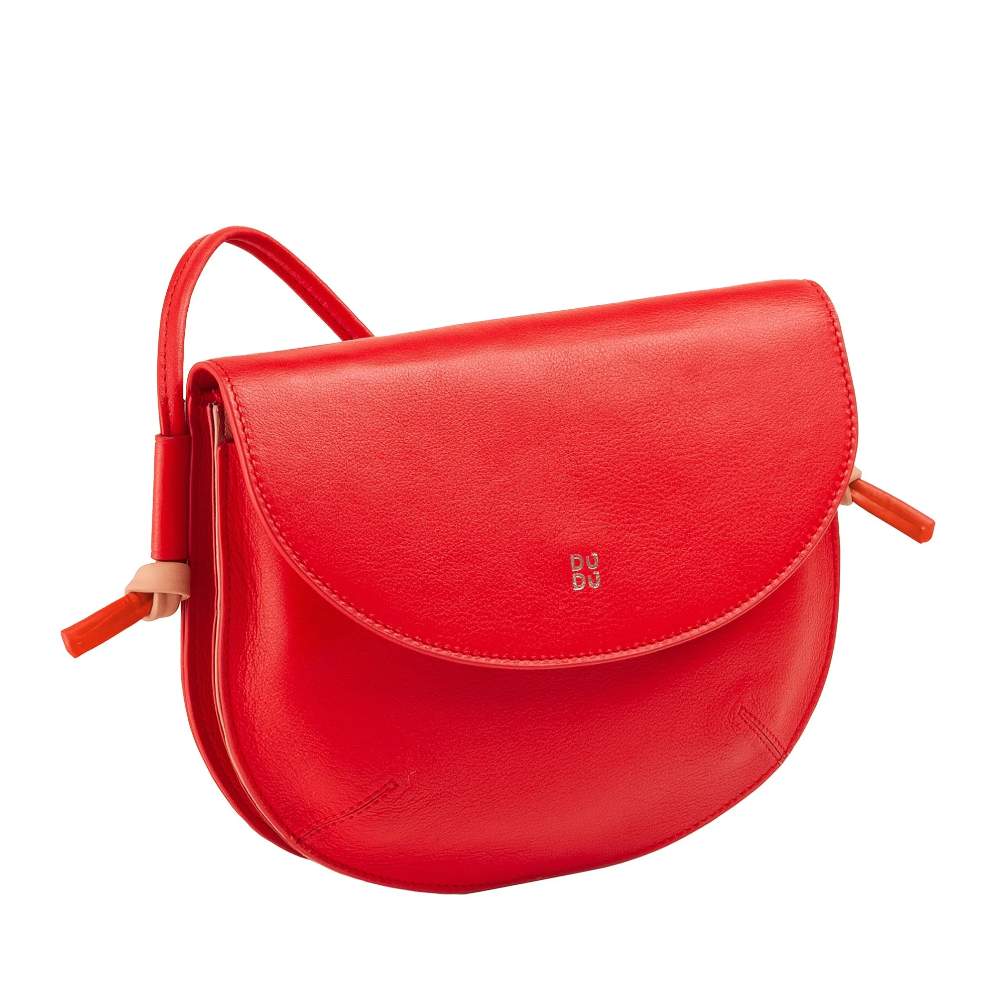 DUDU Women's shoulder bag with real leather flap, small shoulder bag with magnetic button skate, bag