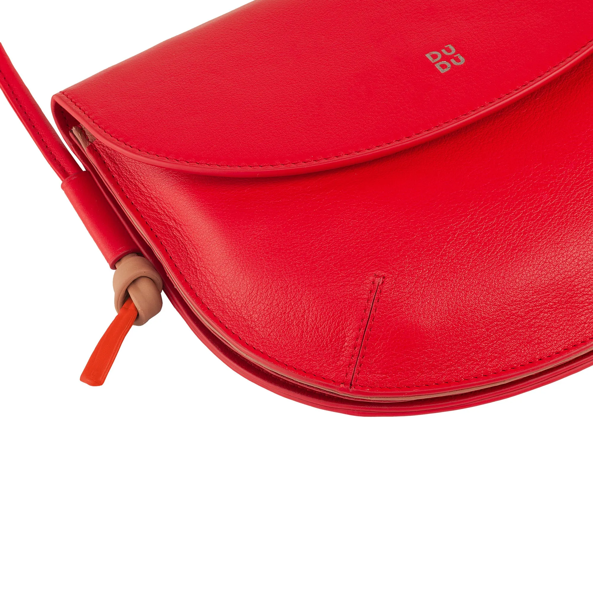 DUDU Women's shoulder bag with real leather flap, small shoulder bag with magnetic button skate, bag