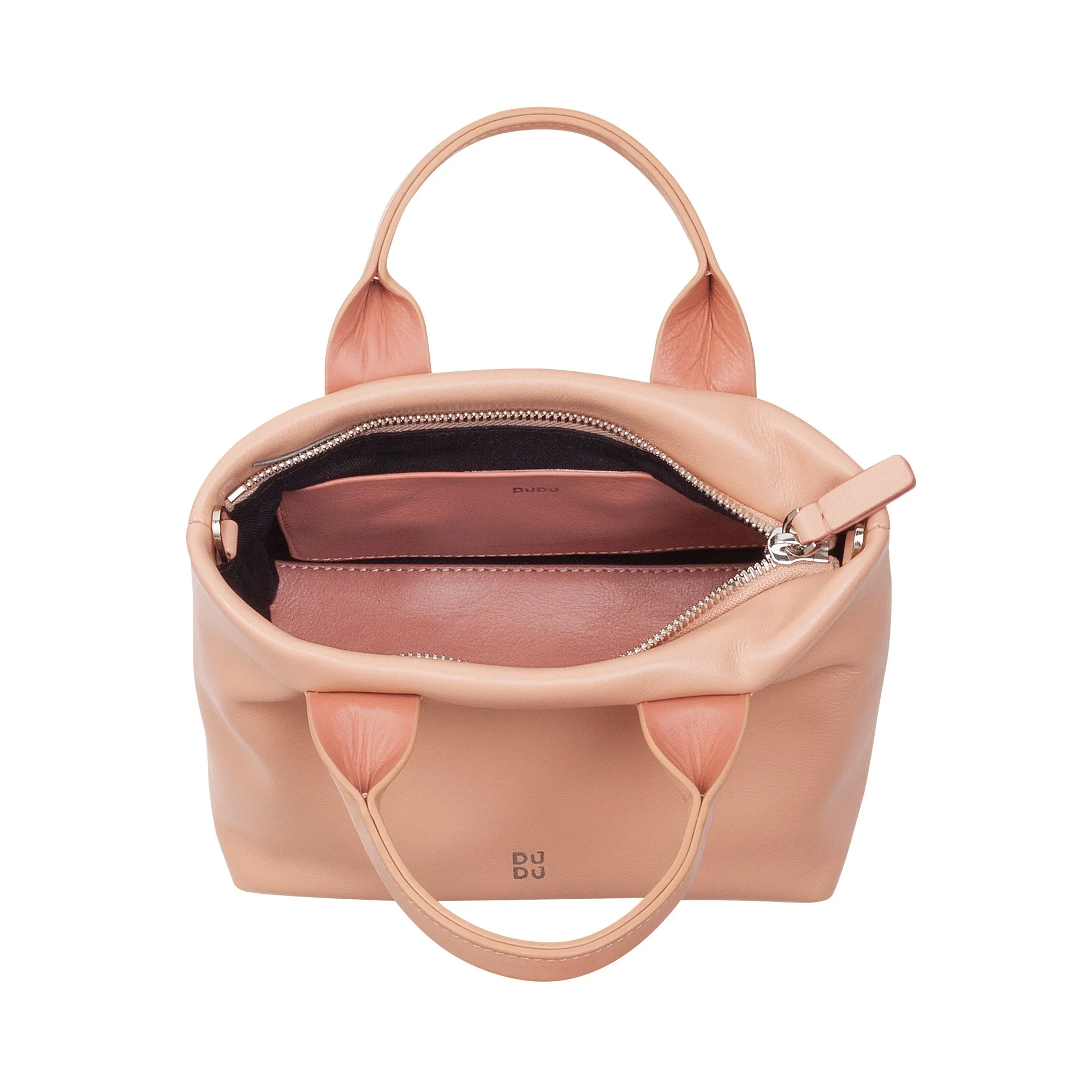 DUDU Women's Woman Boxing Bag in real leather, Elegant Sera Mini Bag bag, 22 x 13 cm, double handles, chain shoulder strap, zip closure
