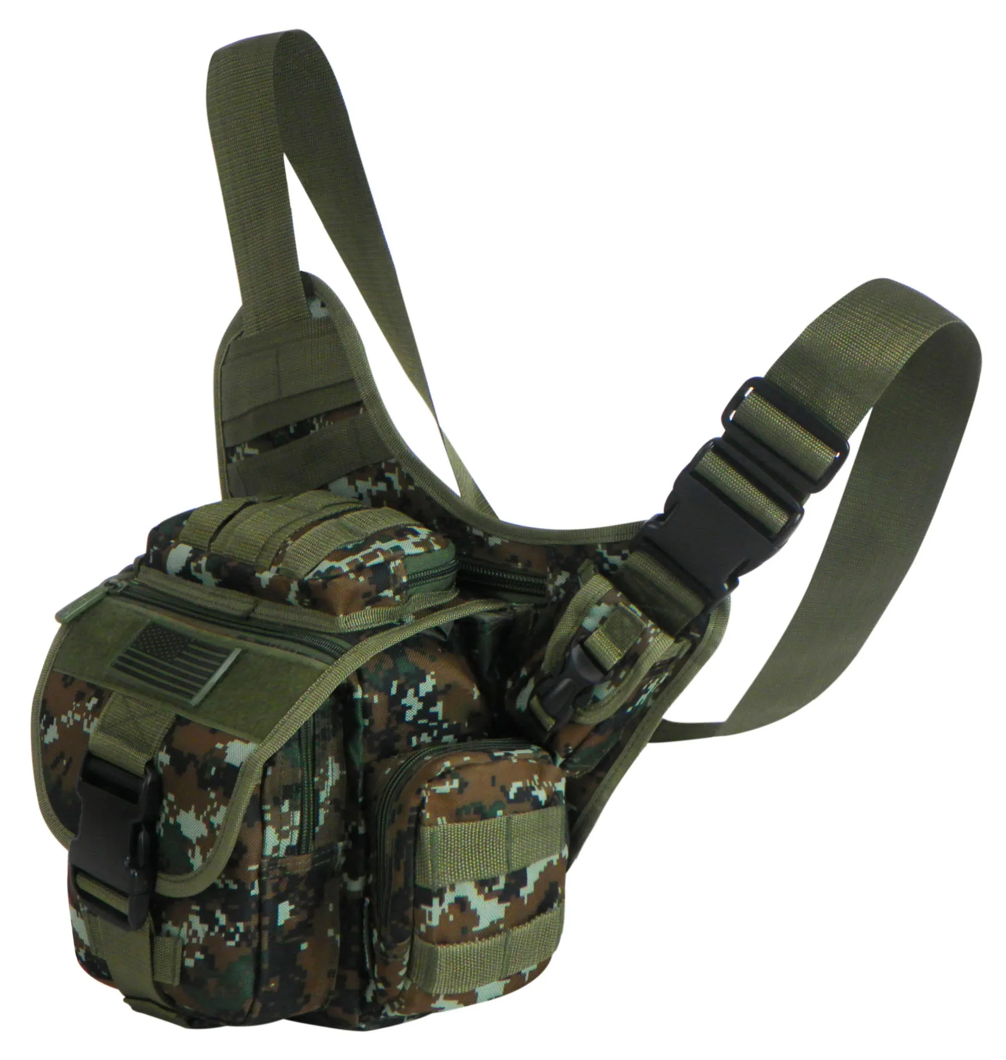 East West USA Hiking Tactical Shoulder Sling Trail Utility Bag RTC511 GREEN ACU