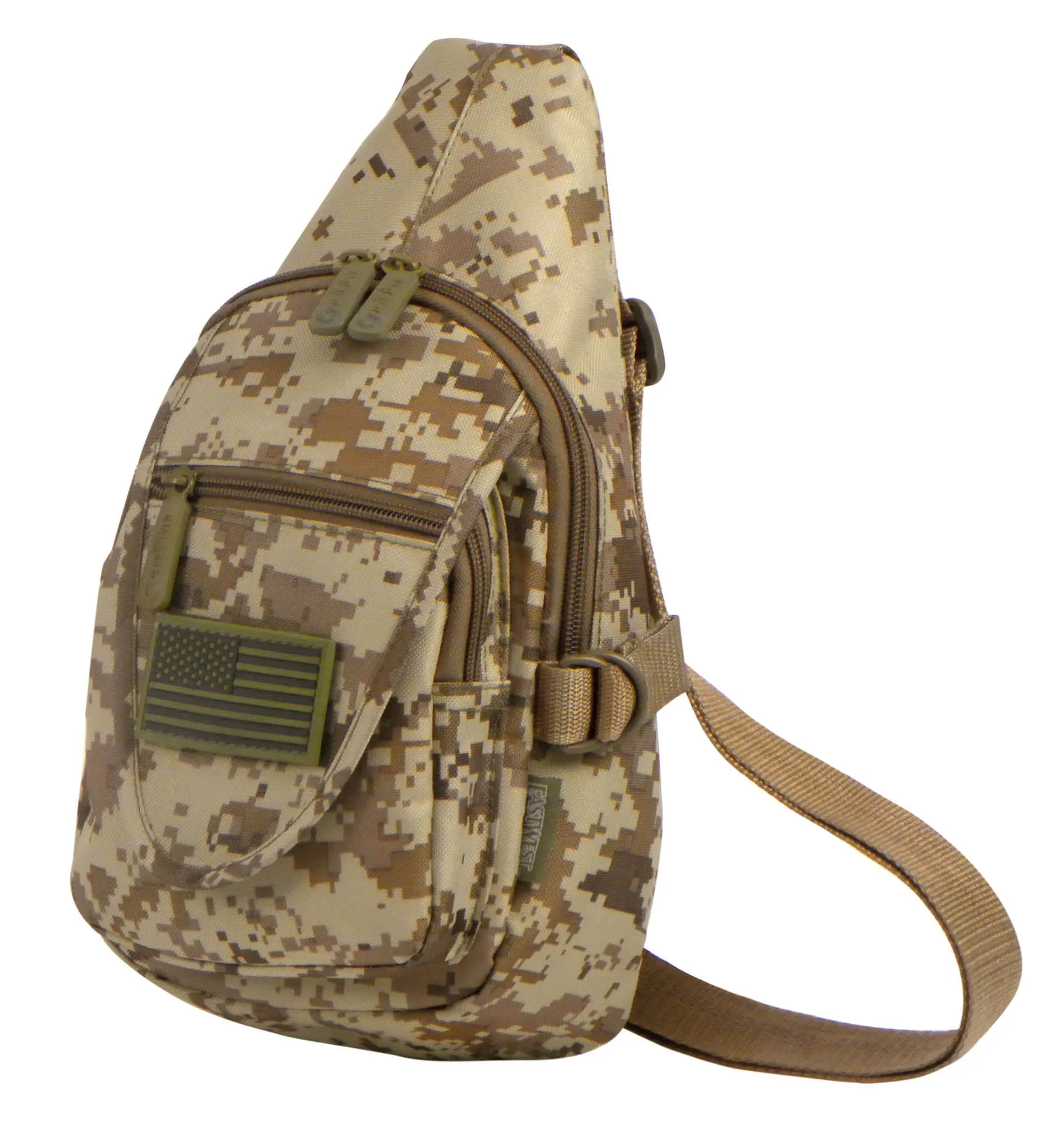 East West USA Tactical Sling Chest Pack Shoulder Utility Bag CAMO RTC513 TAN ACU