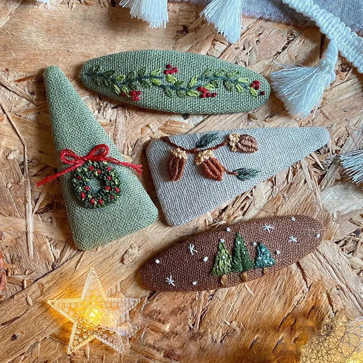 Embroidered Holiday Hair Barrettes - Several Styles
