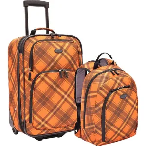famous 2-pc carry-on rolling upright and luggage set