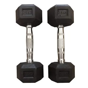 FratiiSingh Rubber Hex Dumbbells for Unisex (Black, 2.5 kg) - Pack of 2