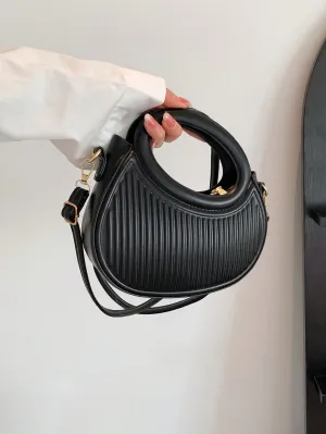French hand-held one-shoulder Crossbody Bag - Black