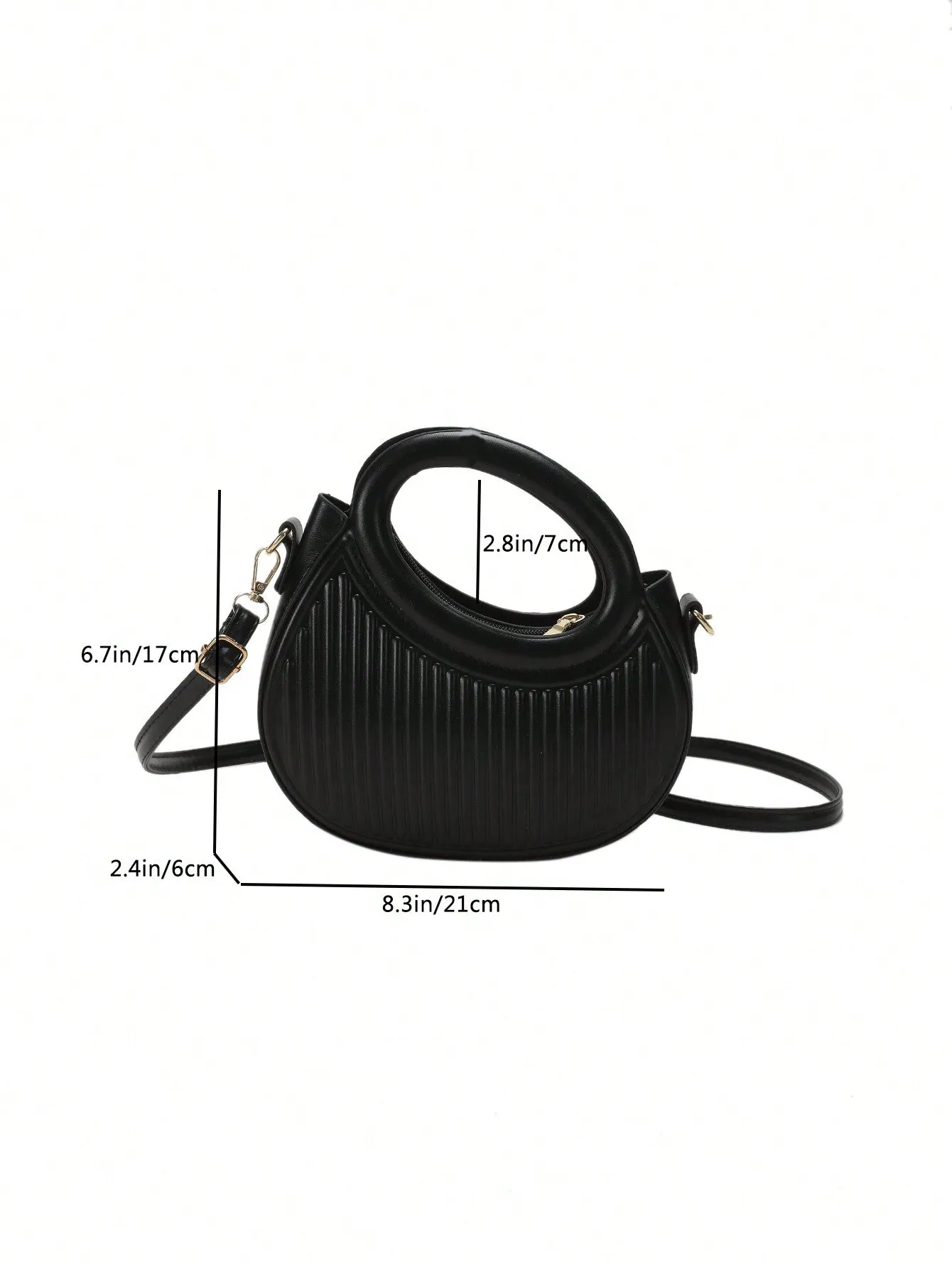 French hand-held one-shoulder Crossbody Bag - Black
