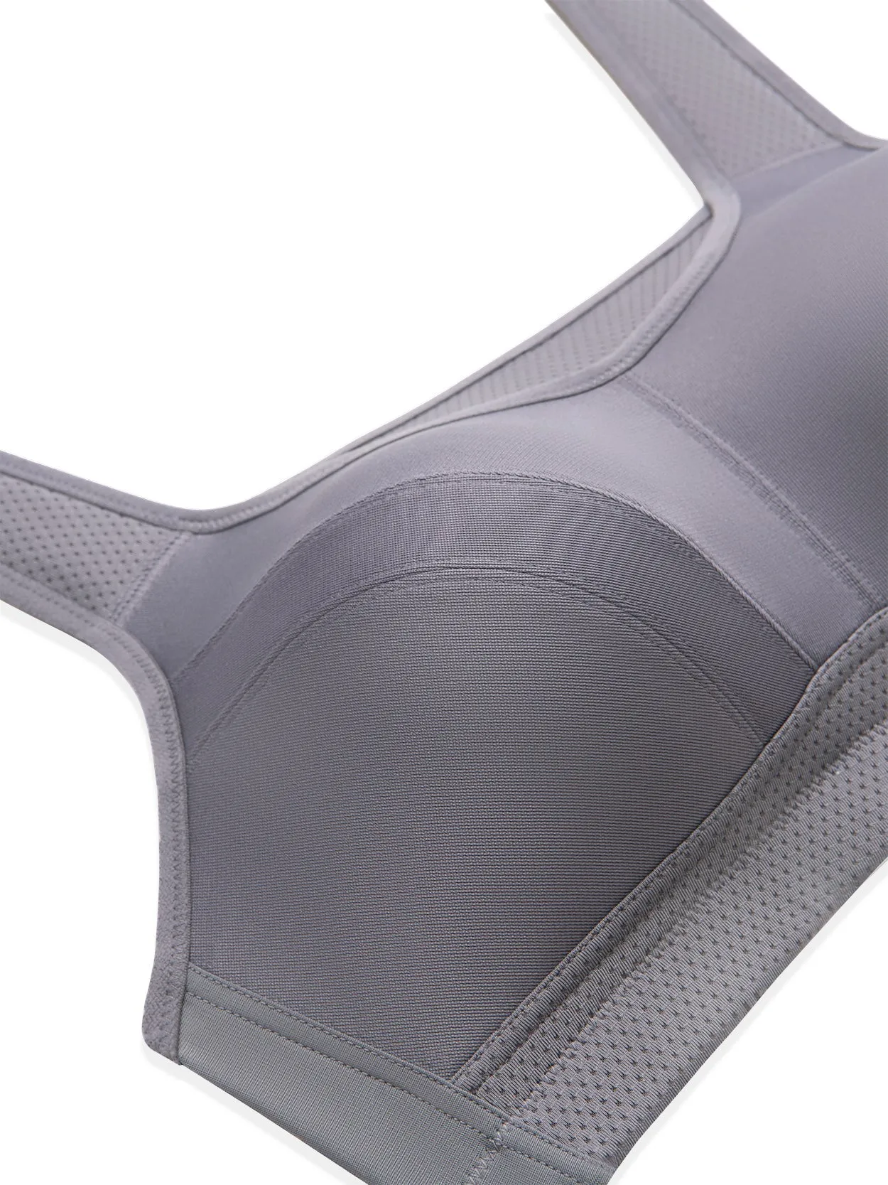 Full Coverage Solid Absorb Wirefree Breathable Sports Bra Grey