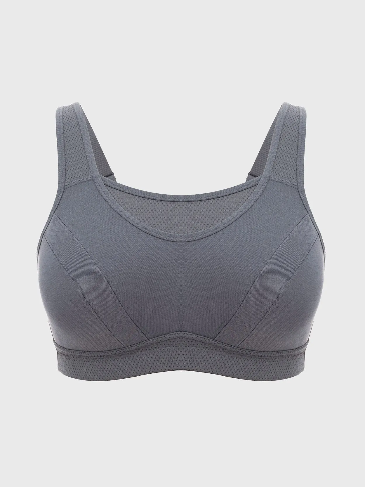 Full Coverage Solid Absorb Wirefree Breathable Sports Bra Grey