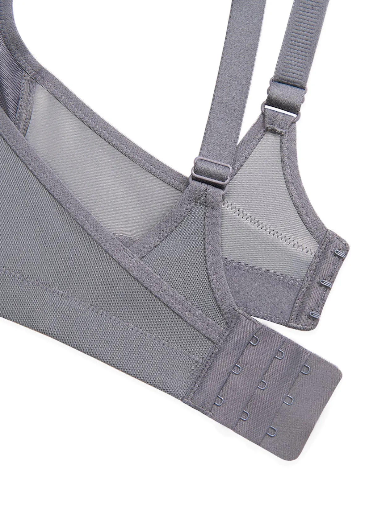 Full Coverage Solid Absorb Wirefree Breathable Sports Bra Grey