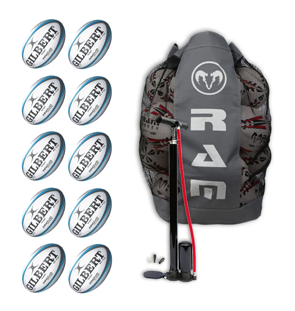 Gilbert Innovo Match Ball Bundle - 10 x balls and bag