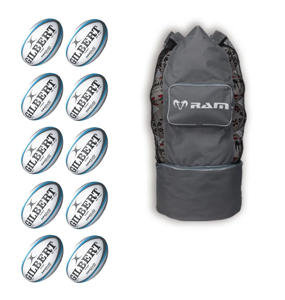 Gilbert Innovo Match Ball Bundle - 10 x balls and bag