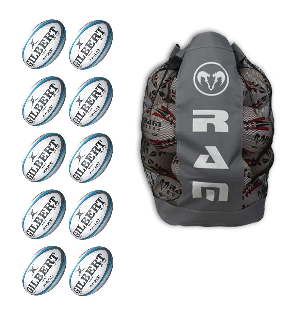 Gilbert Innovo Match Ball Bundle - 10 x balls and bag