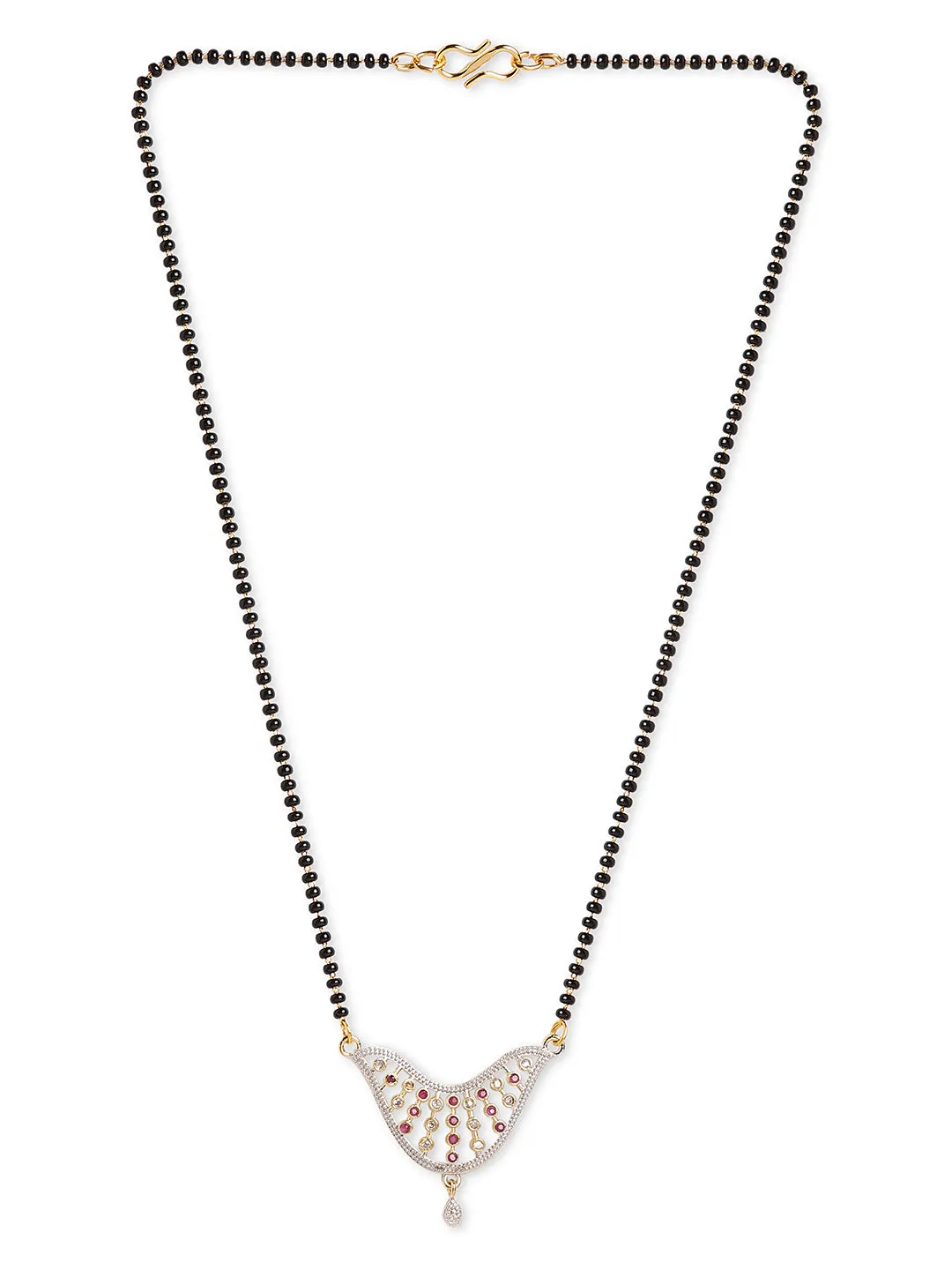 Gold Plated Maharashtrian Short Mangalsutra Designs AD Fancy Black Beads Chain Latest Unique Designs