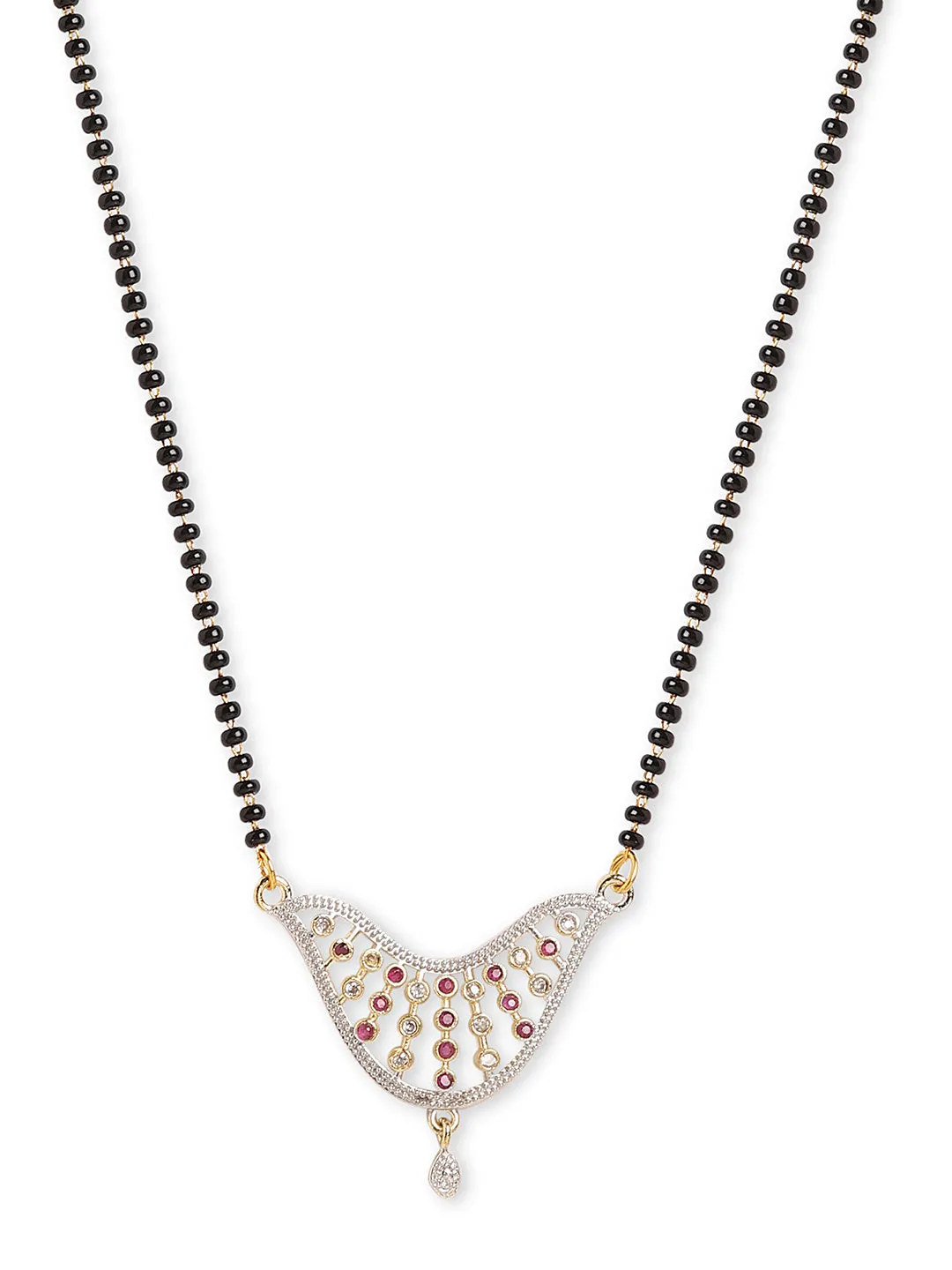 Gold Plated Maharashtrian Short Mangalsutra Designs AD Fancy Black Beads Chain Latest Unique Designs